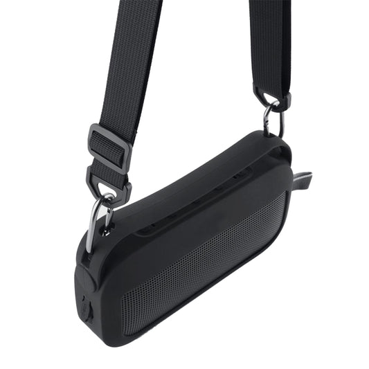 For Bose SoundLink Flex Bluetooth Speaker Silicone Protective Case Cover With Shoulder Strap(Black) by buy2fix