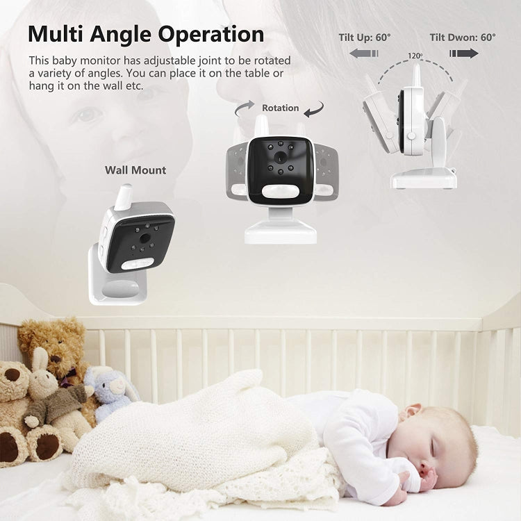 BM35Q 3.5 Inch Wireless Baby Monitor Camera Temperature Monitor 2 Way Audio Night Vision EU Plug - Security by buy2fix | Online Shopping UK | buy2fix