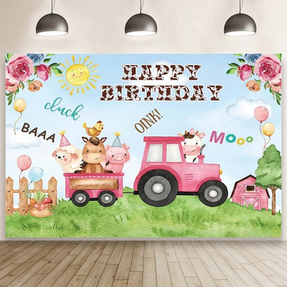 1.5m x 1m Cartoon Farm Animals Photography Backdrop Birthday Party Background Decoration(MSC01646) - Camera Accessories by buy2fix | Online Shopping UK | buy2fix