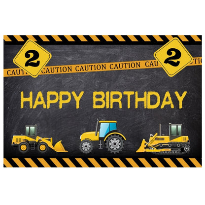 1.2m x 0.8m Construction Vehicle Series Happy Birthday Photography Background Cloth(11604130) by buy2fix