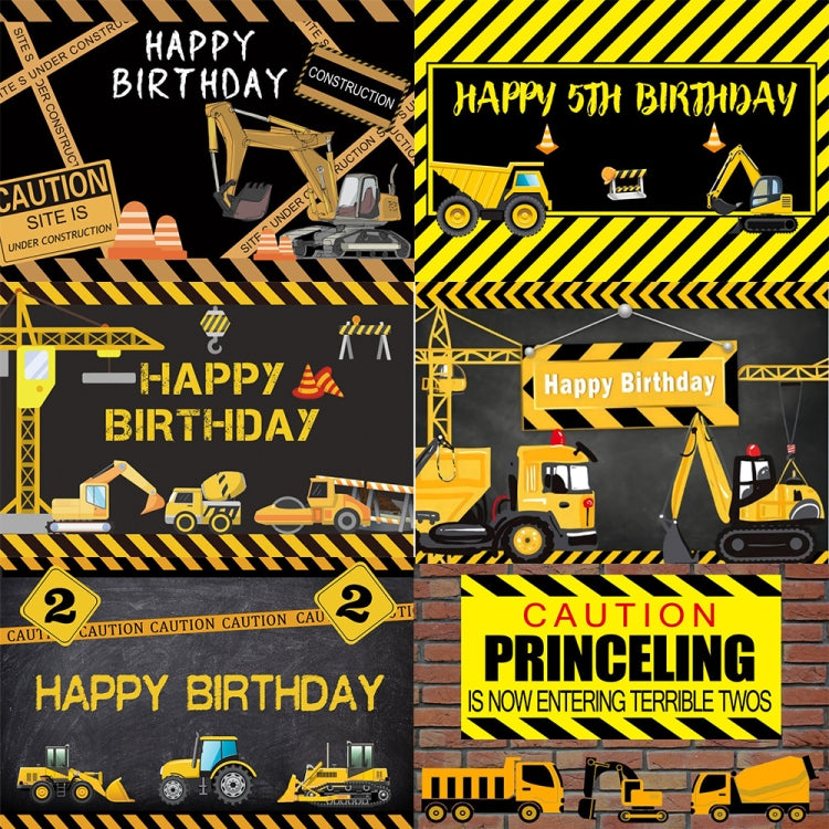 1.2m x 0.8m Construction Vehicle Series Happy Birthday Photography Background Cloth(11604130) by buy2fix