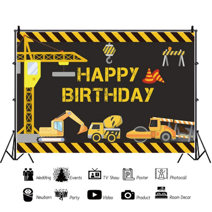 1.2m x 0.8m Construction Vehicle Series Happy Birthday Photography Background Cloth(11604130) by buy2fix