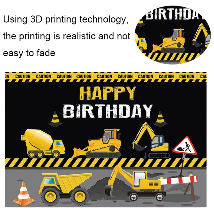 1.2m x 0.8m Construction Vehicle Series Happy Birthday Photography Background Cloth(11604130) by buy2fix