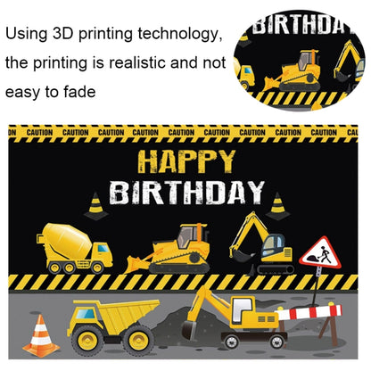 1.2m x 0.8m Construction Vehicle Series Happy Birthday Photography Background Cloth(11604130) by buy2fix