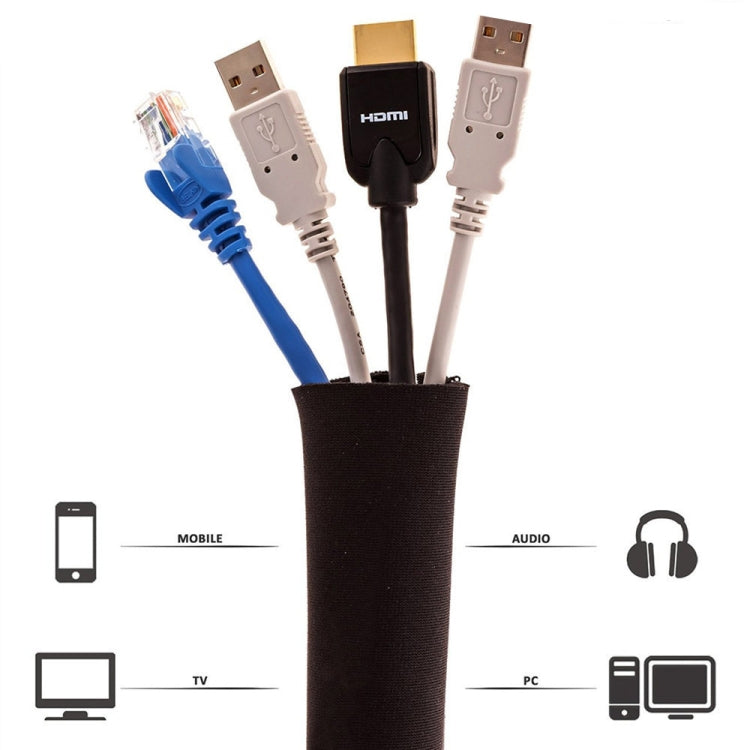 3 In 1 0.5m Kit Cord Management Organizer Kit Cable Sleeve With Zipper Cable Clip by buy2fix