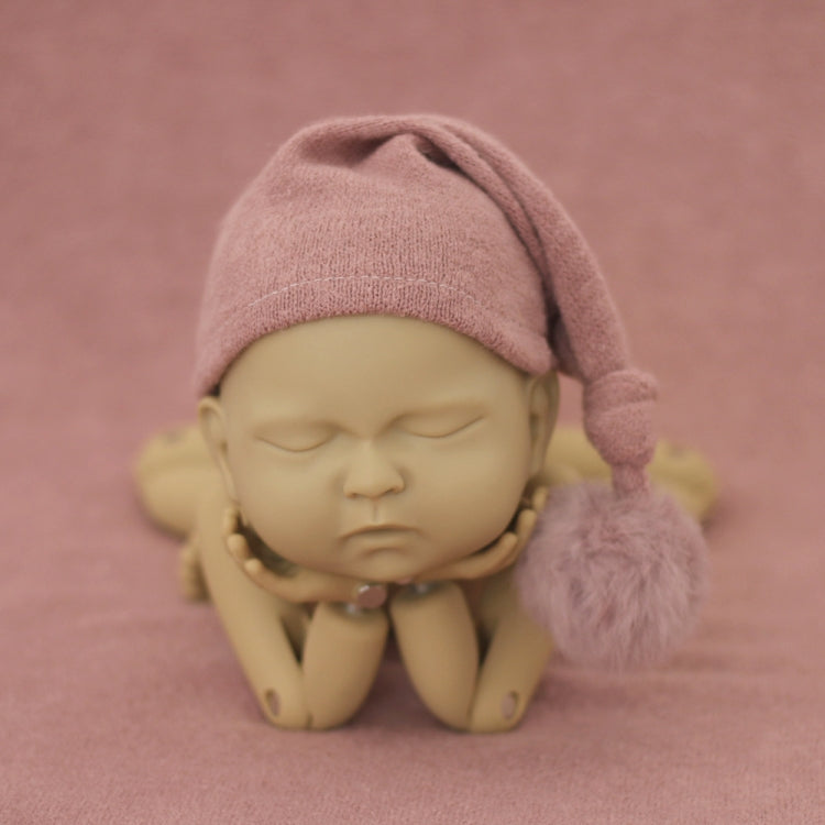 Newborn Photography Clothing Baby Photography Fur Ball Knitted Long Tail Hat(Taro Color) - Camera Accessories by buy2fix | Online Shopping UK | buy2fix