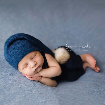 Newborn Photography Clothing Baby Photography Fur Ball Knitted Long Tail Hat(Green) - Camera Accessories by buy2fix | Online Shopping UK | buy2fix