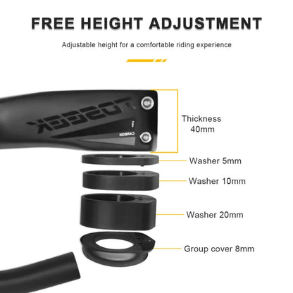 TOSEEK TR5500 Integrated Bending Handlebar Carbon Fiber Bike Grips, Size: 38x10cm - Outdoor & Sports by TOSEEK | Online Shopping UK | buy2fix