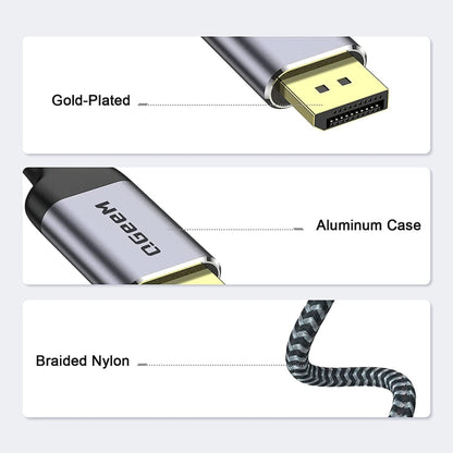 QGeeM QG-UA13 Type-C To DP 4K 60Hz Nylon Braided Adapter Cable, Length: 1.8m - Computer & Networking by QGeeM | Online Shopping UK | buy2fix