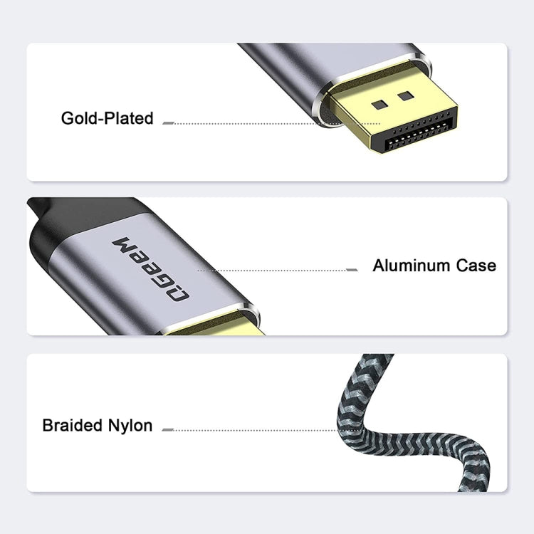 QGeeM QG-UA13 Type-C To DP 4K 60Hz Nylon Braided Adapter Cable, Length: 3m - Computer & Networking by QGeeM | Online Shopping UK | buy2fix