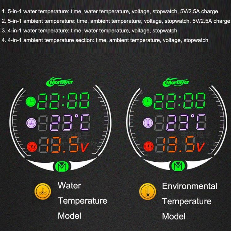 Morfayer YL-M05 4 In 1 Water Temperature Model 9-24V LED Night Vision Motorcycle Modification Instrument - In Car by buy2fix | Online Shopping UK | buy2fix