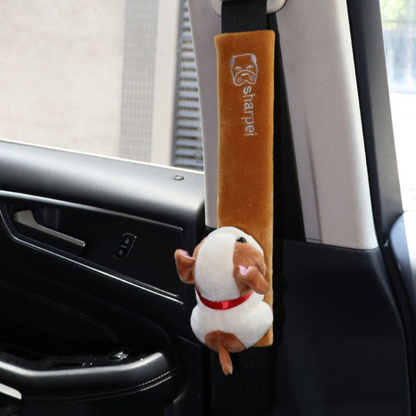 002 Cute Cartoon Thicked Seat Belt Anti-Strangled Protective Cushion, Length: 30.5cm (Brown Dog) by buy2fix