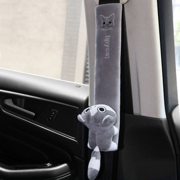 002 Cute Cartoon Thicked Seat Belt Anti-Strangled Protective Cushion, Length: 30.5cm (Gray Cat) by buy2fix