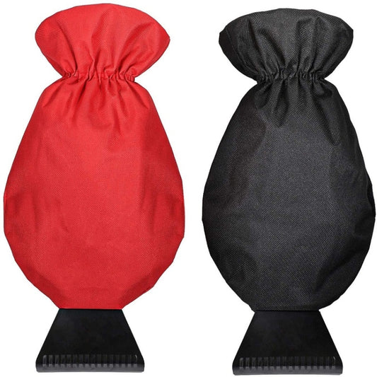 2pcs Winter Warm Car Snow Shoveling Gloves Deicing Snow Scraper(Red) by buy2fix