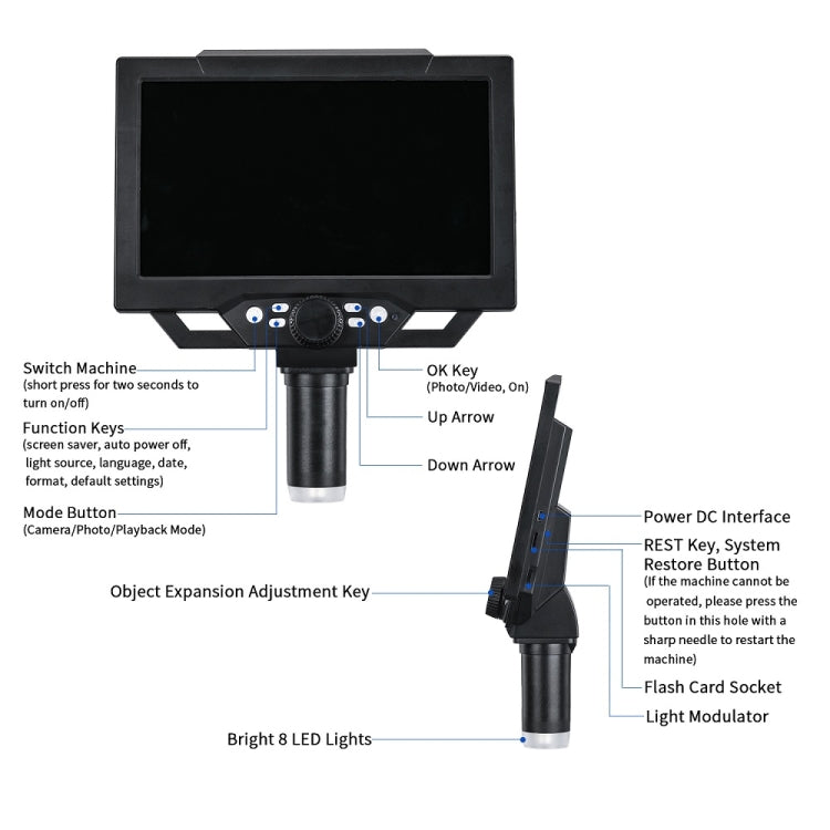 G1600 1-1600X Magnification 9 Inch Electron Microscope, Style: With Battery EU Plug - Consumer Electronics by buy2fix | Online Shopping UK | buy2fix