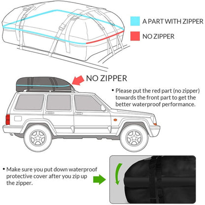 15 Cubic Foot Car Universal Rainproof Roof Luggage Outdoor Camper Roof Bag + Non-slip Mat(Black) - In Car by buy2fix | Online Shopping UK | buy2fix