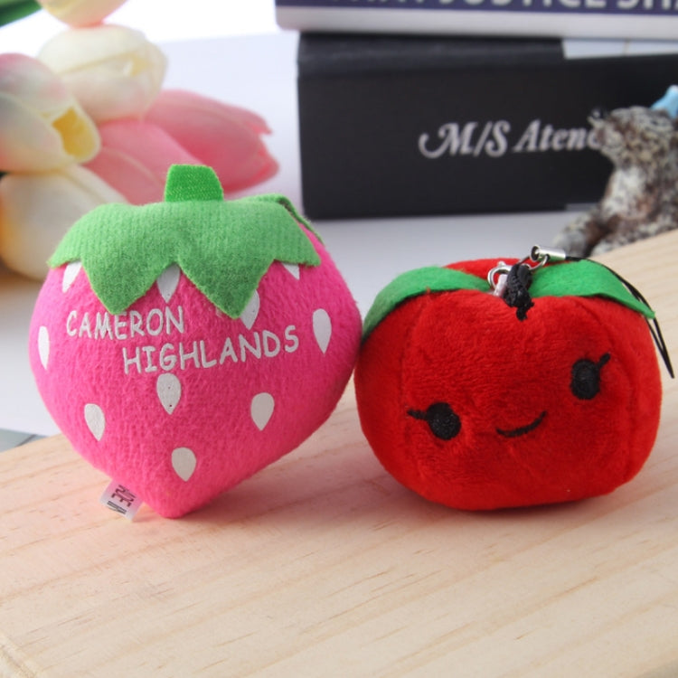 5pcs Cute Fruit And Vegetable Plush Bag Pendant Key Chain, Size: 10cm(Pink Strawberry) - Key Rings by buy2fix | Online Shopping UK | buy2fix