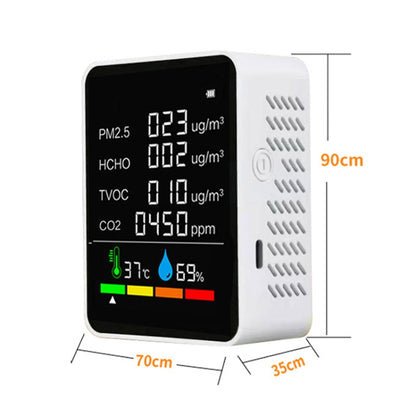 ZN-2COWT 6 In 1 PM2.5 Infrared Sensor CO2 Formaldehyde TVOC Temperature Humidity Detector(White) - Consumer Electronics by buy2fix | Online Shopping UK | buy2fix