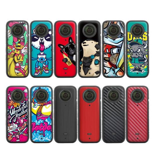 Sunnylife IST-TZ485 For DJI Insta360 X3 Panoramic Camera PVC Protection Scraper Film Stickers(Graffiti+Carbon Pattern Black) by Sunnylife