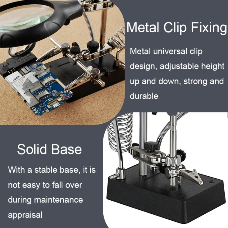 16129-C 2.5X/7.5X/10X LED Lighting Auxiliary Bracket Maintenance Magnifier(US Plug) - Consumer Electronics by buy2fix | Online Shopping UK | buy2fix