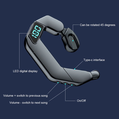 V19 Bone Conduction Digital Display Stereo Hanging Ear Sports Bluetooth Headset(Blue) - Bluetooth Earphone by buy2fix | Online Shopping UK | buy2fix