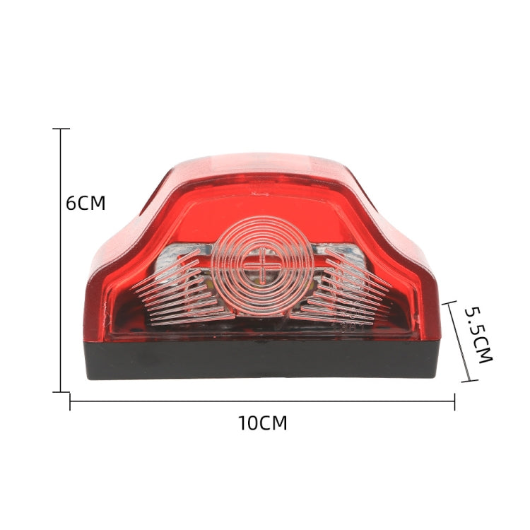 2pcs MK-198 3LED Van / Truck / Trailer White Light License Plate Lamp(Red) - In Car by buy2fix | Online Shopping UK | buy2fix