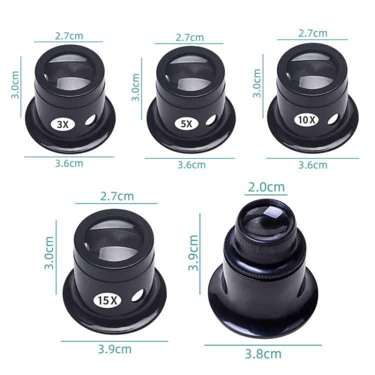 5pcs Eyepiece Magnifier Glass Lens Eyepiece Type Repair Magnifier, Times: 5X - Consumer Electronics by buy2fix | Online Shopping UK | buy2fix
