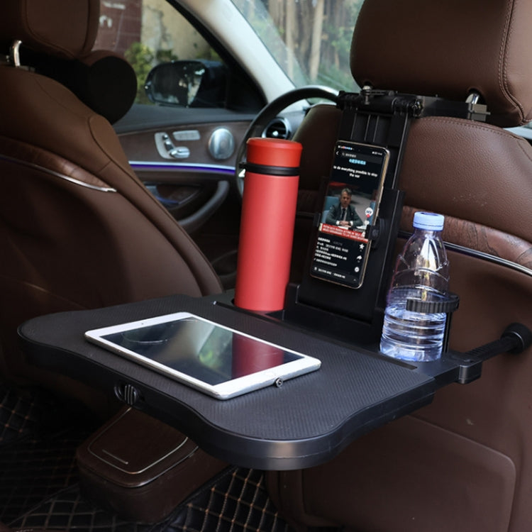 Car Seat Back Multifunctional Adjustable Travel Cup Table Computer Holder(A08 Black+Non-slip Pad) - In Car by buy2fix | Online Shopping UK | buy2fix