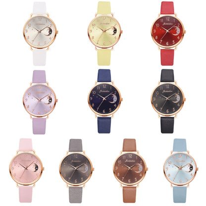 Ladies Moon Pattern Dial PU Strap Quartz Watch, Color: White - Leather Strap Watches by buy2fix | Online Shopping UK | buy2fix