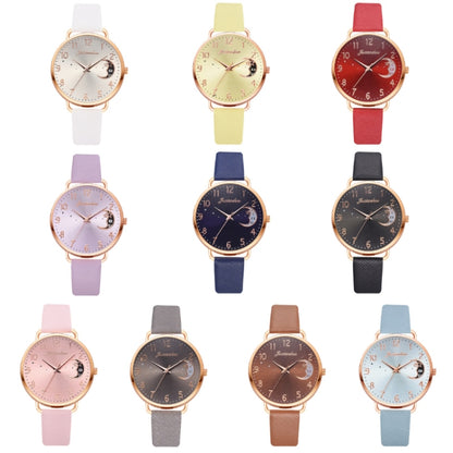 Ladies Moon Pattern Dial PU Strap Quartz Watch, Color: Pink - Leather Strap Watches by buy2fix | Online Shopping UK | buy2fix