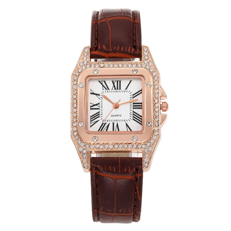 Women Tonneau Square Strap Quartz Watch, Color: Brown - Leather Strap Watches by buy2fix | Online Shopping UK | buy2fix