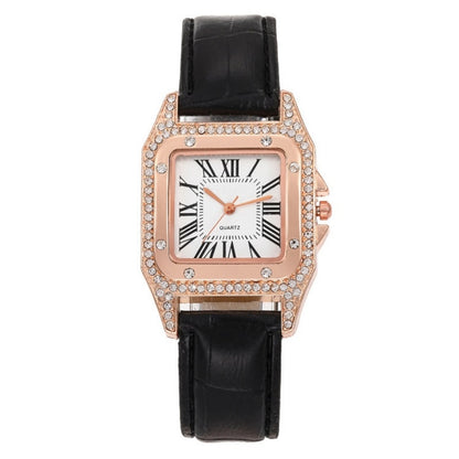 Women Tonneau Square Strap Quartz Watch, Color: Black - Leather Strap Watches by buy2fix | Online Shopping UK | buy2fix