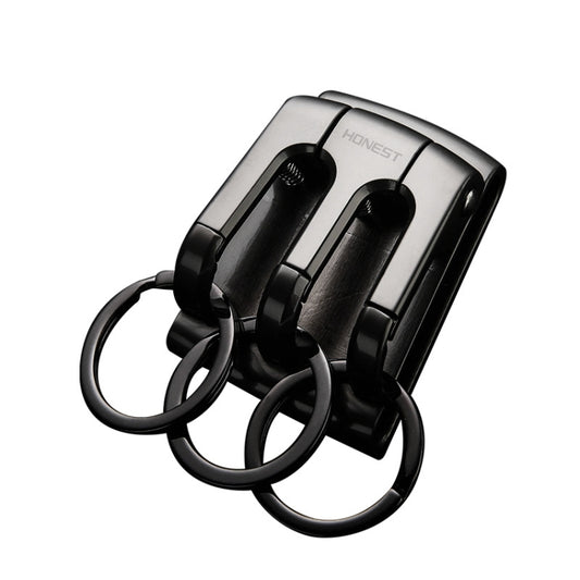 HONEST 3-ring Car Keychain Waist-hanging Anti-loss Keychain For Men(Black) by HONEST