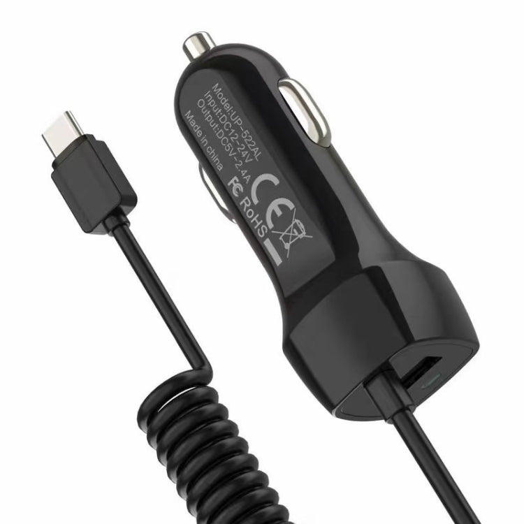 522AL Fast Charging With Cable Car Charging, Output Interface: Type-C/USB-C (Black) - In Car by buy2fix | Online Shopping UK | buy2fix