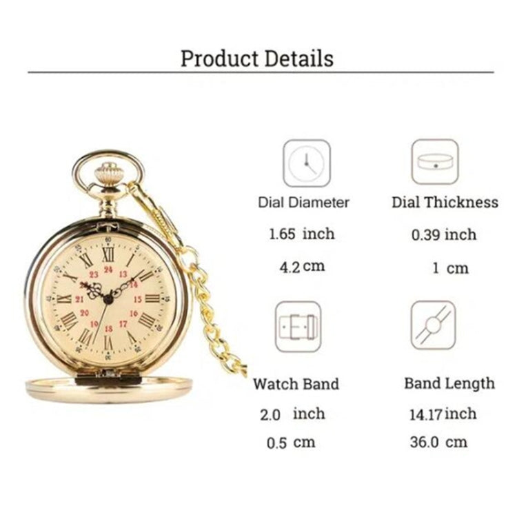 Engraved Vintage Commemorative Quartz Pocket Watch Round Watch, Style: Forever (Gold) - Necklace Watch Watches by buy2fix | Online Shopping UK | buy2fix