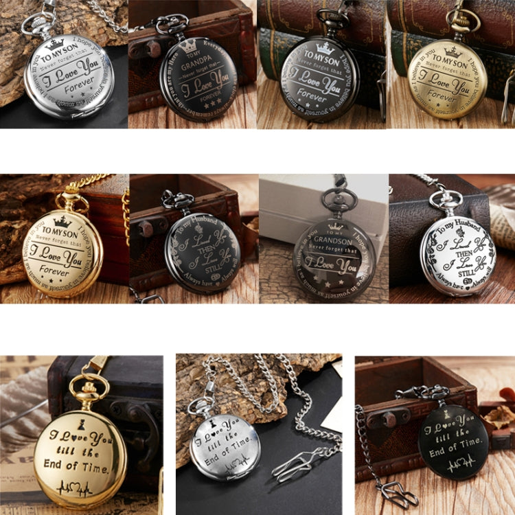 Engraved Vintage Commemorative Quartz Pocket Watch Round Watch, Style: Forever (Silver) - Necklace Watch Watches by buy2fix | Online Shopping UK | buy2fix