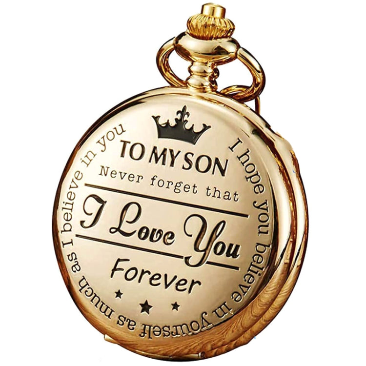 Engraved Vintage Commemorative Quartz Pocket Watch Round Watch, Style: I Love You (Gold) - Necklace Watch Watches by buy2fix | Online Shopping UK | buy2fix