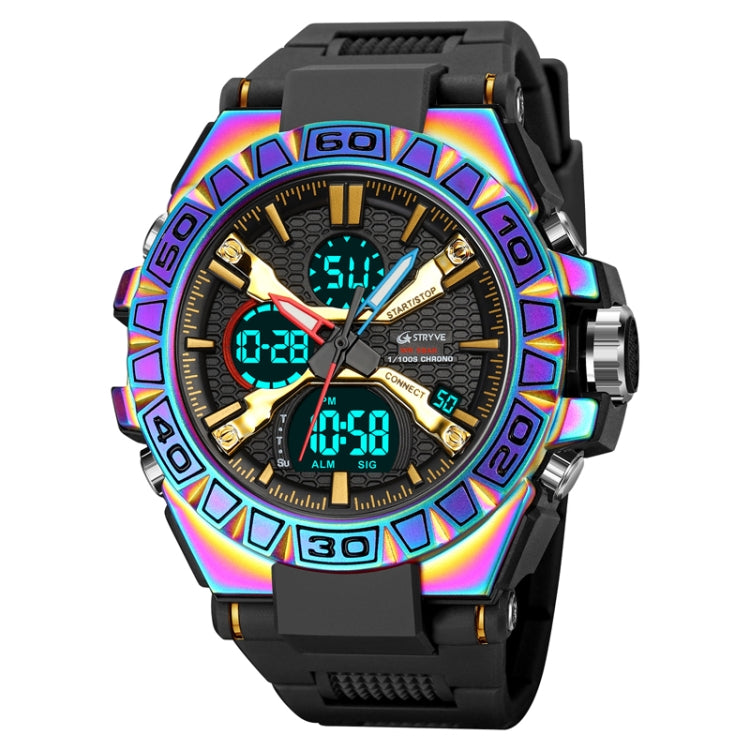 STRYVE S8026 Sports Colorful Night Light Electronic Waterproof Watch Multifunctional Student Watch(Colorful Black) - Leather Strap Watches by STRYVE | Online Shopping UK | buy2fix