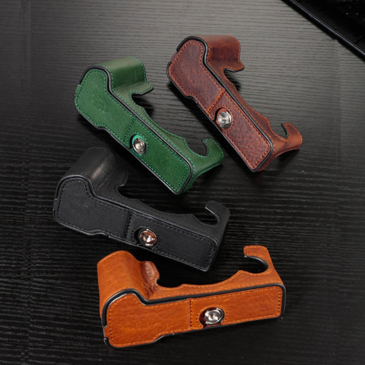 For FUJIFILM X-T5 Camera Cowhide Bag Anti-scratch Protective Case Base Cover(Deep Coffee) by buy2fix