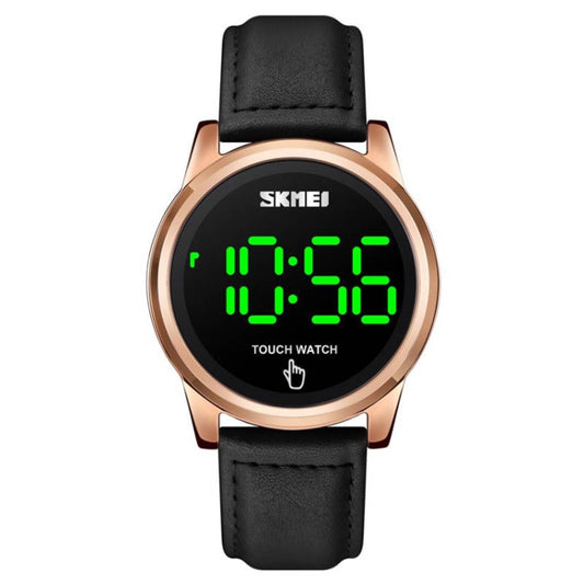 SKMEI 1684 Touch Screen Simple Leather Strap Men Watch, Color: Rose Gold - Leather Strap Watches by buy2fix | Online Shopping UK | buy2fix