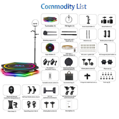 100cm Hexagonal 360 Photo Booth Electric Rotating Small Stage For Parties and Weddings -  by buy2fix | Online Shopping UK | buy2fix