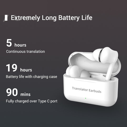 M6 Multi-country Mutual Translation Smart Bluetooth Translation Earphone Supports 127 Languages(White) by buy2fix