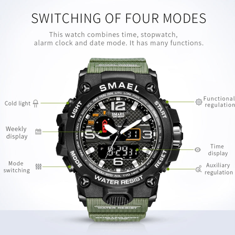 SMAEL 1545D Chronograph Calendar Alarm Clock Night Light Waterproof Watch Outdoor Men Watch(Grey) - Sport Watches by SMAEL | Online Shopping UK | buy2fix