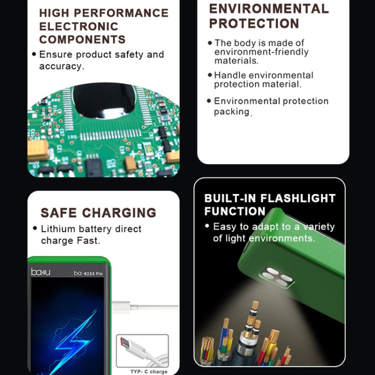 BAKU BA-8233 Pro Electric Maintenance Resistor Current Touch Screen Digital Mulitmeter(Green) - Digital Multimeter by BAKU | Online Shopping UK | buy2fix