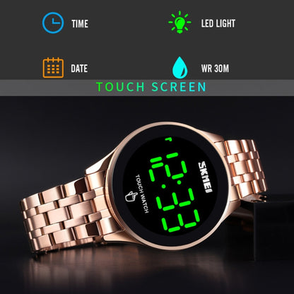 SKMEI 1579 Simple Touch Screen LED Luminous Stainless Steel Electronic Watch, Color: Gold - Alloy Watches by SKMEI | Online Shopping UK | buy2fix