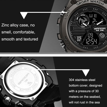 SANDA 739 Multifunctional Waterproof Sports Watch Chronograph Calendar Alarm Night Light Watch(Silver) - Sport Watches by buy2fix | Online Shopping UK | buy2fix