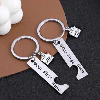 Stainless Steel Titanium Steel Keychain House Pendant(OPP Bag) - In Car by buy2fix | Online Shopping UK | buy2fix