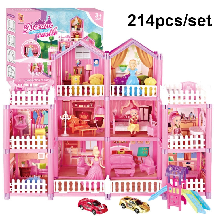 DSJ55-B 214pcs/set Children Passing Domestic Toy Doll House Princess Castle Set Simulation Disguise House - Pretend Play Toys by buy2fix | Online Shopping UK | buy2fix