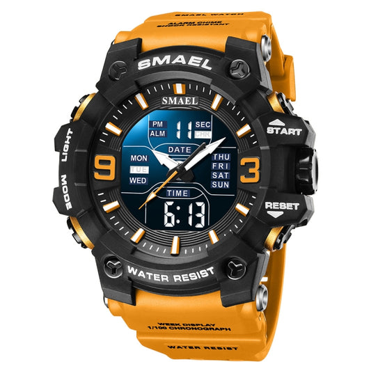 SMAEL 8049 Waterproof Sports Watch Men Multi-function Night Light Electronic Watch(Orange) - Leather Strap Watches by SMAEL | Online Shopping UK | buy2fix