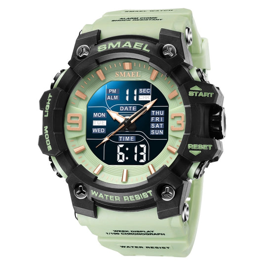 SMAEL 8049 Waterproof Sports Watch Men Multi-function Night Light Electronic Watch(Grass Green) - Leather Strap Watches by SMAEL | Online Shopping UK | buy2fix